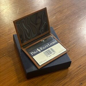 Polo Ralph Lauren Kent Hipster card case wallet new saddle brown leather vintage